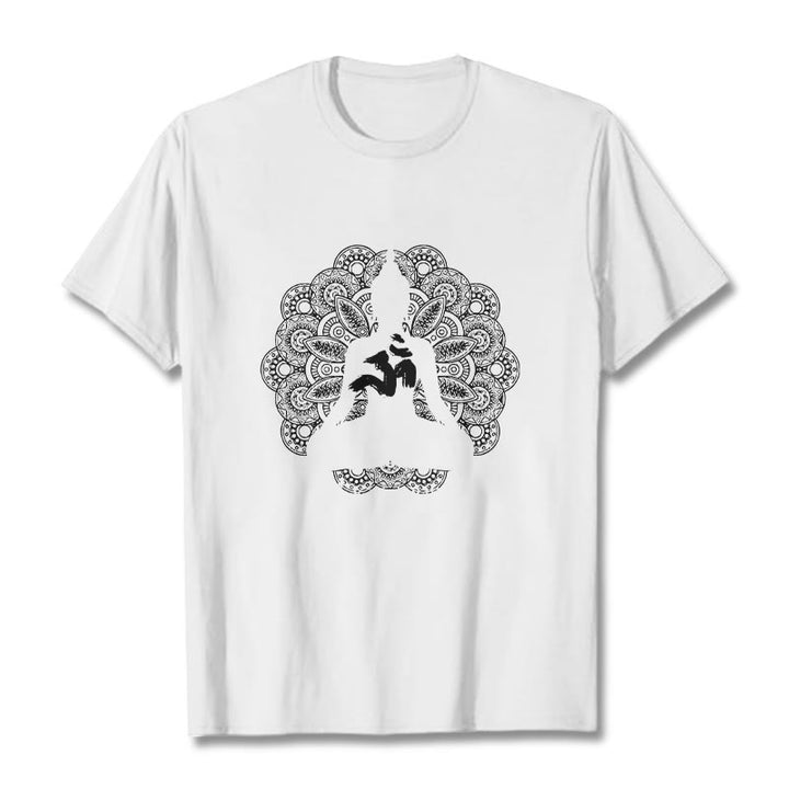 Buddha Stones ​​Reine Farbe Mandala Om Symbol Muster T T-shirt - Weiß - 2XL - image 6