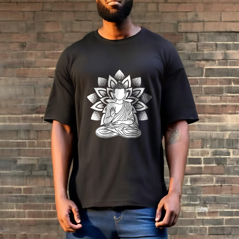 Buddha Stones ​​Sitzender Buddha Lotus Blume Muster T T-shirt - image 5
