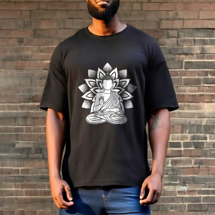 Buddha Stones ​​Sitzender Buddha Lotus Blume Muster T T-shirt - image 5