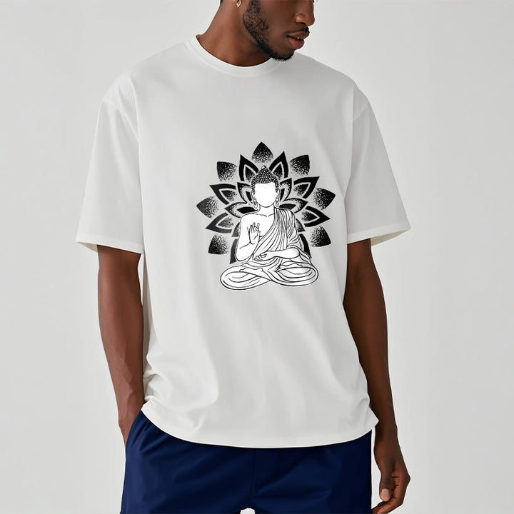 Buddha Stones ​​Sitzender Buddha Lotus Blume Muster T T-shirt - image 9