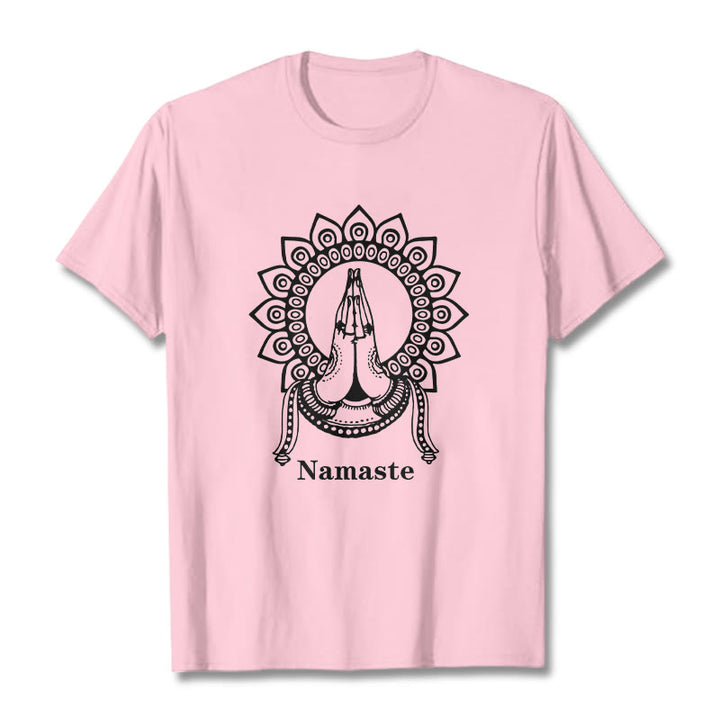 T-Shirt mit Buddha Stones -Geste, Mandala-Muster - Hellrosa - 2XL - image 13