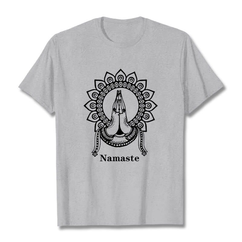 T-Shirt mit Buddha Stones -Geste, Mandala-Muster - Hellgrau - 2XL - image 19