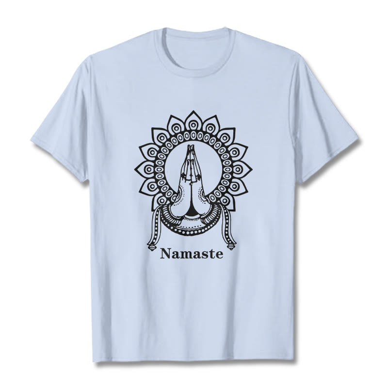 T-Shirt mit Buddha Stones -Geste, Mandala-Muster - Hellcyan - 2XL - image 18