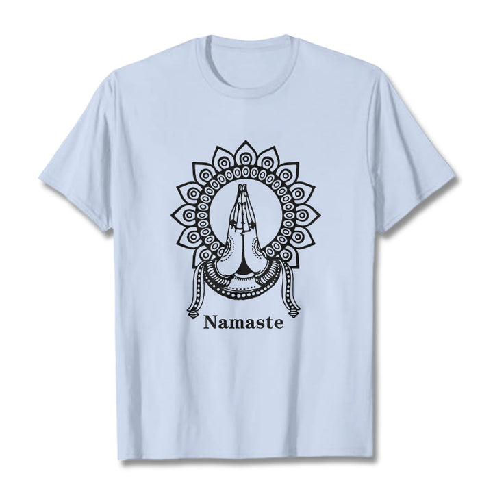T-Shirt mit Buddha Stones -Geste, Mandala-Muster - Hellcyan - 2XL - image 18