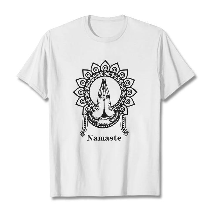 T-Shirt mit Buddha Stones -Geste, Mandala-Muster - Weiß - 2XL - image 5