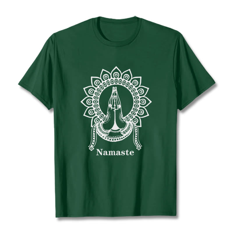 T-Shirt mit Buddha Stones -Geste, Mandala-Muster - Waldgrün - 2XL - image 10