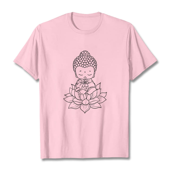 Buddha Stones ​​Friedliche Buddha Lotus Blume Muster T T-shirt - Hellrosa - 2XL - image 12