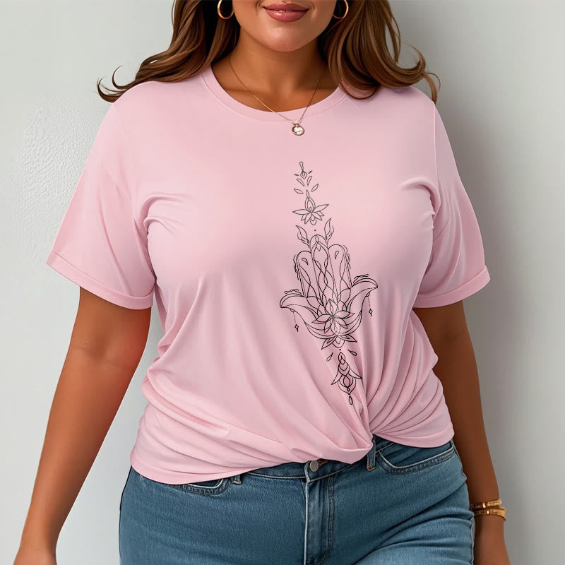 Buddha Stones ​​Hamsa Hand Lotus Blume Muster T T-shirt - image 14