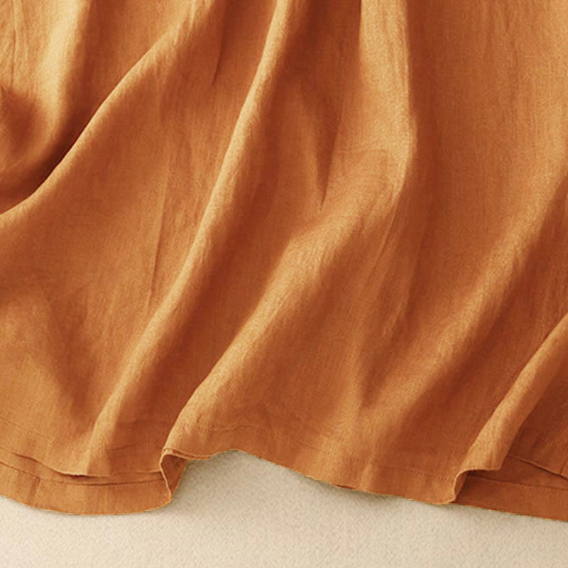 Buddha Stones Lässiges Kurzarm-Midikleid für Damen mit Schleife und Taschen - image 7