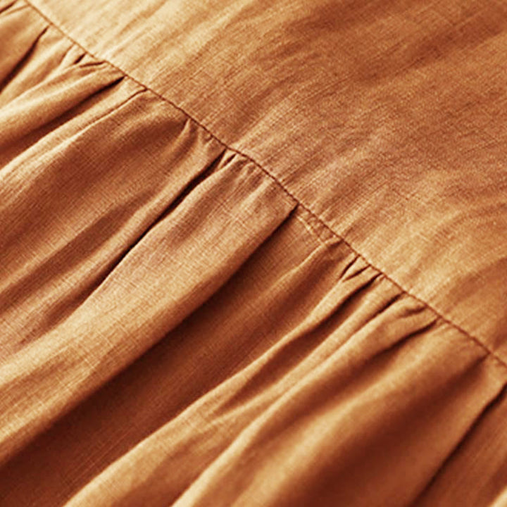 Buddha Stones Lässiges Kurzarm-Midikleid für Damen mit Schleife und Taschen - image 3