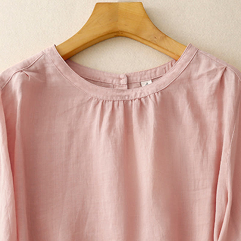 Buddha Stones Lässiges, schlichtes Damen-T-Shirt mit Rundhalsausschnitt aus Baumwolle und Polyester - image 2