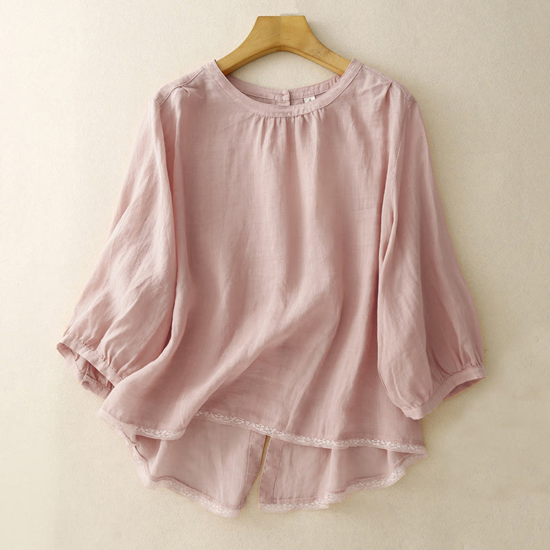 Buddha Stones Lässiges, schlichtes Damen-T-Shirt mit Rundhalsausschnitt aus Baumwolle und Polyester - Rosa - US14， UK/AU18，EU46 (2XL) - image 0