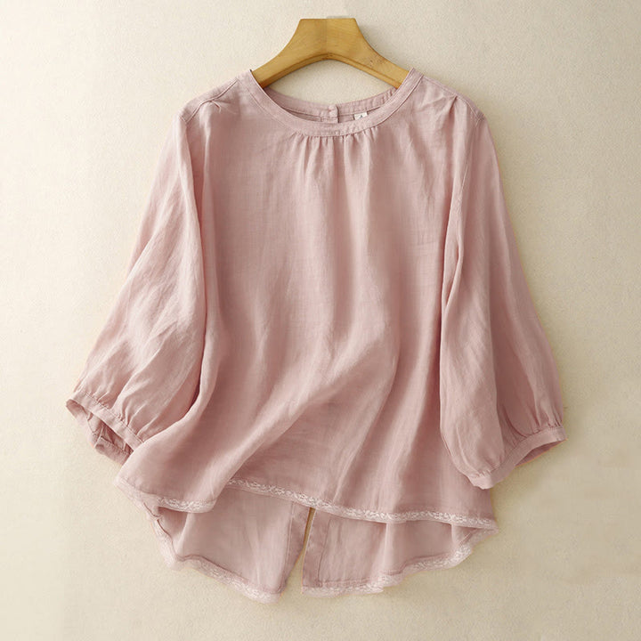 Buddha Stones Lässiges, schlichtes Damen-T-Shirt mit Rundhalsausschnitt aus Baumwolle und Polyester - Rosa - US14， UK/AU18，EU46 (2XL) - image 0
