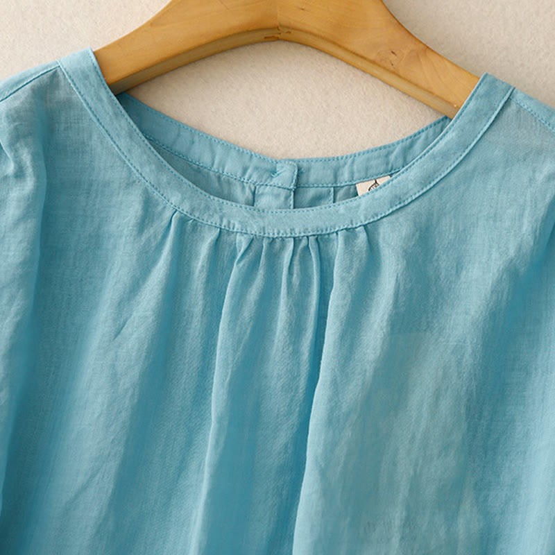 Buddha Stones Lässiges, schlichtes Damen-T-Shirt mit Rundhalsausschnitt aus Baumwolle und Polyester - image 10