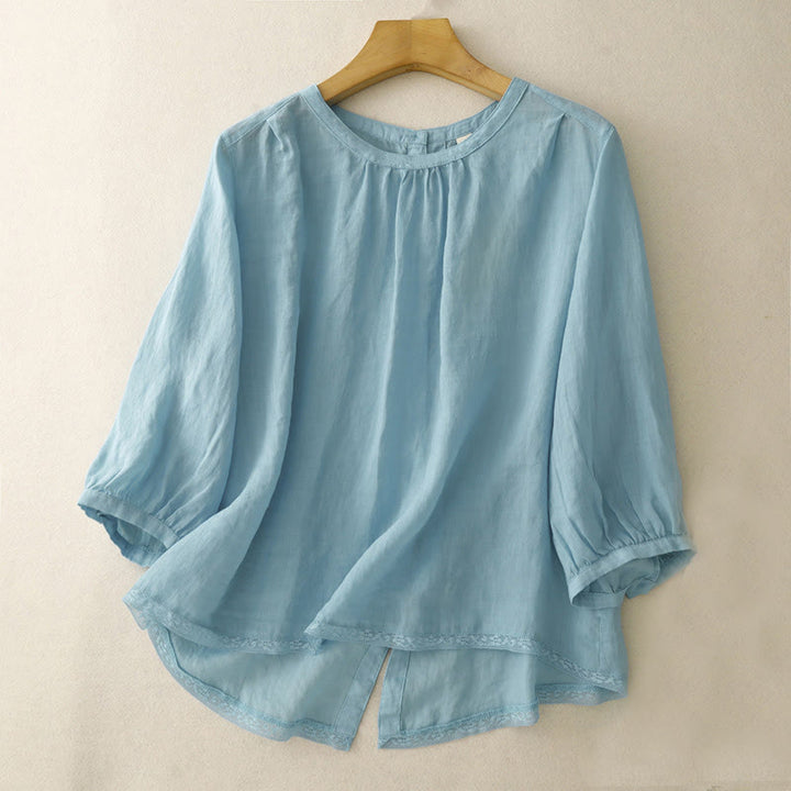 Buddha Stones Lässiges, schlichtes Damen-T-Shirt mit Rundhalsausschnitt aus Baumwolle und Polyester - HellHimmelBlau - US14， UK/AU18，EU46 (2XL) - image 6