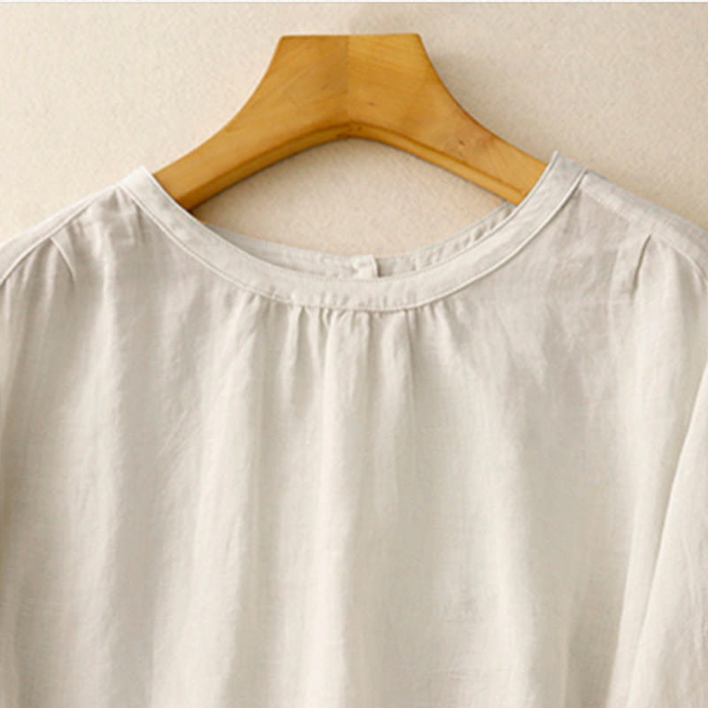 Buddha Stones Lässiges, schlichtes Damen-T-Shirt mit Rundhalsausschnitt aus Baumwolle und Polyester - image 14