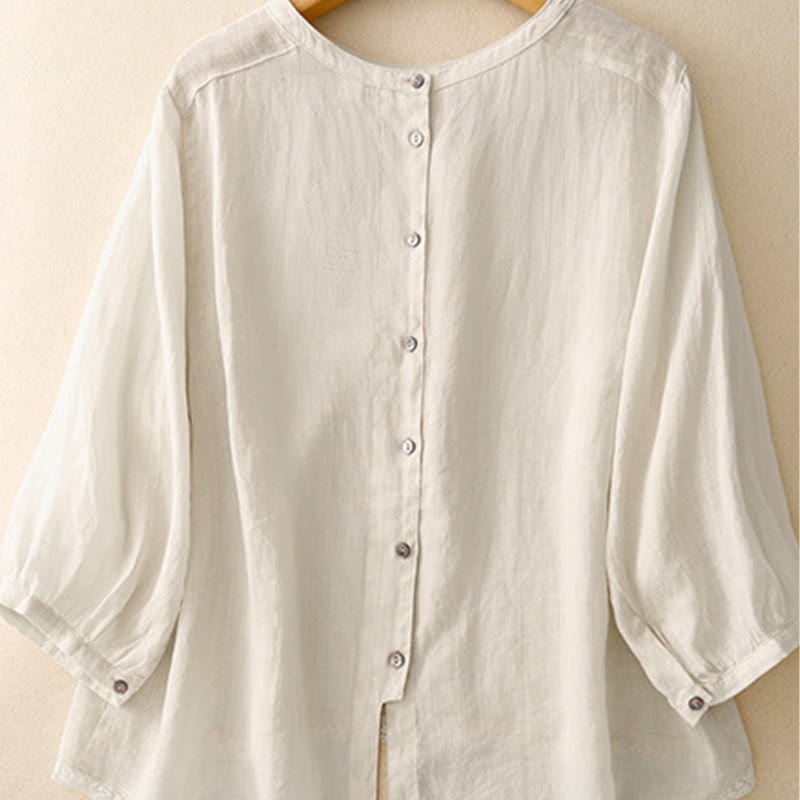 Buddha Stones Lässiges, schlichtes Damen-T-Shirt mit Rundhalsausschnitt aus Baumwolle und Polyester - image 15