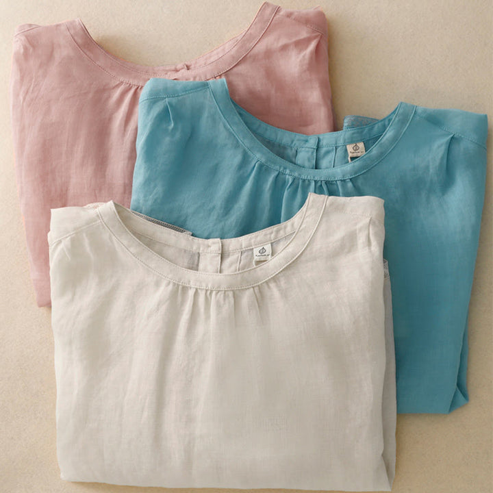 Buddha Stones Lässiges, schlichtes Damen-T-Shirt mit Rundhalsausschnitt aus Baumwolle und Polyester - image 23
