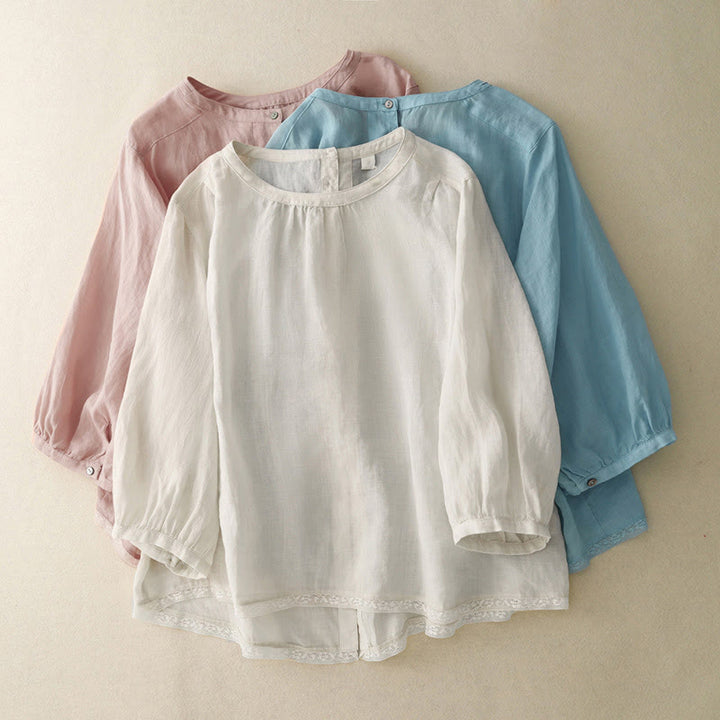 Buddha Stones Lässiges, schlichtes Damen-T-Shirt mit Rundhalsausschnitt aus Baumwolle und Polyester - image 24