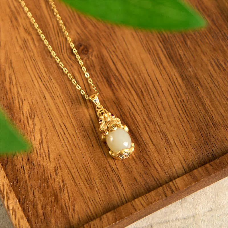 Buddha Stones Weiße Jade PiXiu Reichtum Glück Kette Halskette Anhänger - image 2
