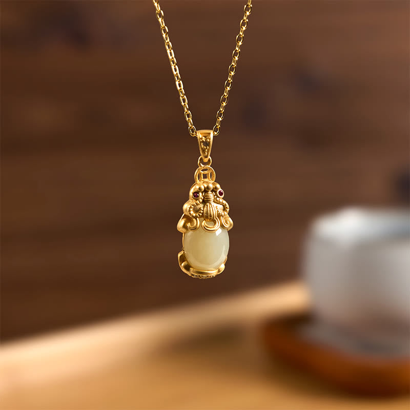 Buddha Stones Weiße Jade PiXiu Reichtum Glück Kette Halskette Anhänger - image 3