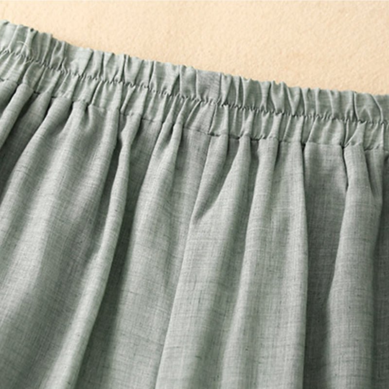Buddha Stones Damenhose aus Baumwollleinen mit weitem Bein, Froschknopf-Saum und Schlitzdesign und Taschen - image 18