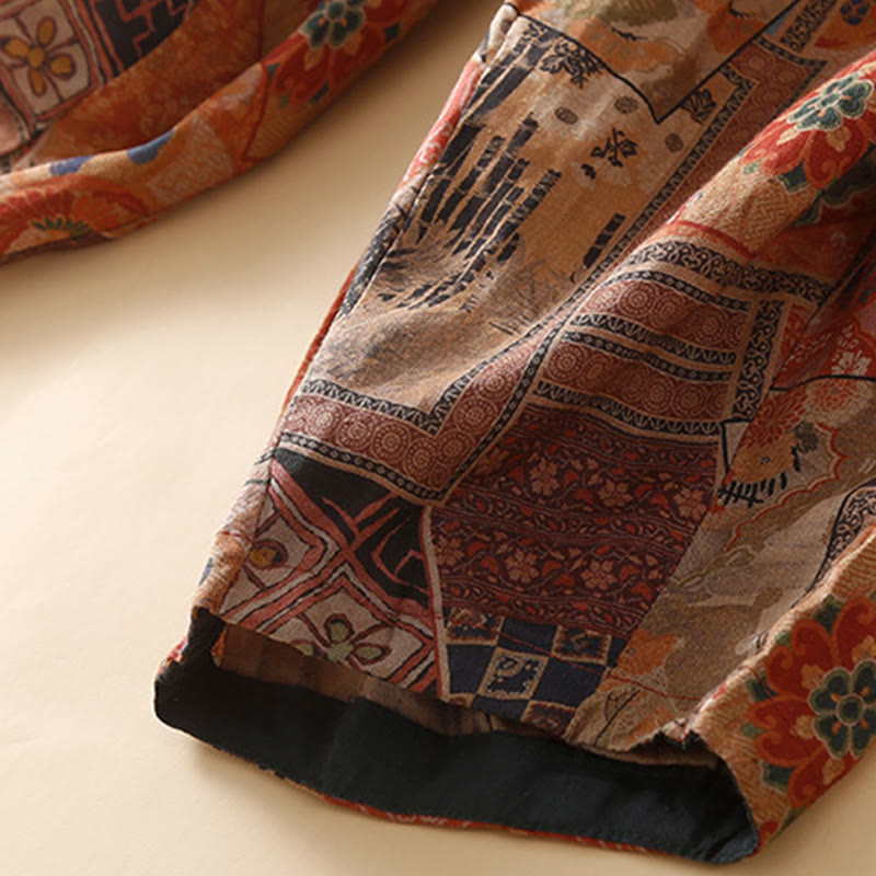 Buddha Stones Retro Lässige Haremshose für Damen im chinesischen Froschknopf-Design mit Taschen - image 20