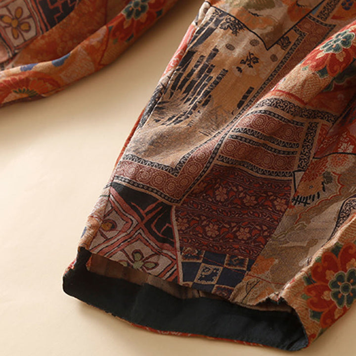 Buddha Stones Retro Lässige Haremshose für Damen im chinesischen Froschknopf-Design mit Taschen - image 20