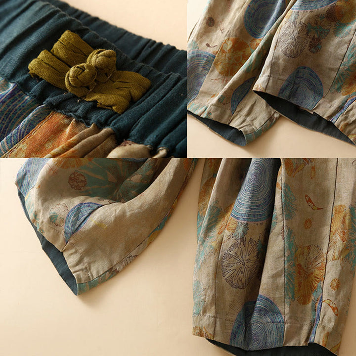 Buddha Stones Retro Lässige Haremshose für Damen im chinesischen Froschknopf-Design mit Taschen - image 14