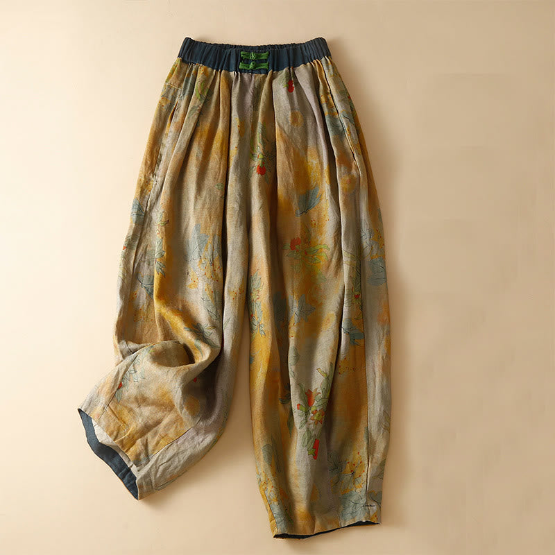 Buddha Stones Retro Lässige Haremshose für Damen im chinesischen Froschknopf-Design mit Taschen - Goldrute - US8-10， UK/AU12-14，EU40-42 (2XL) - image 1