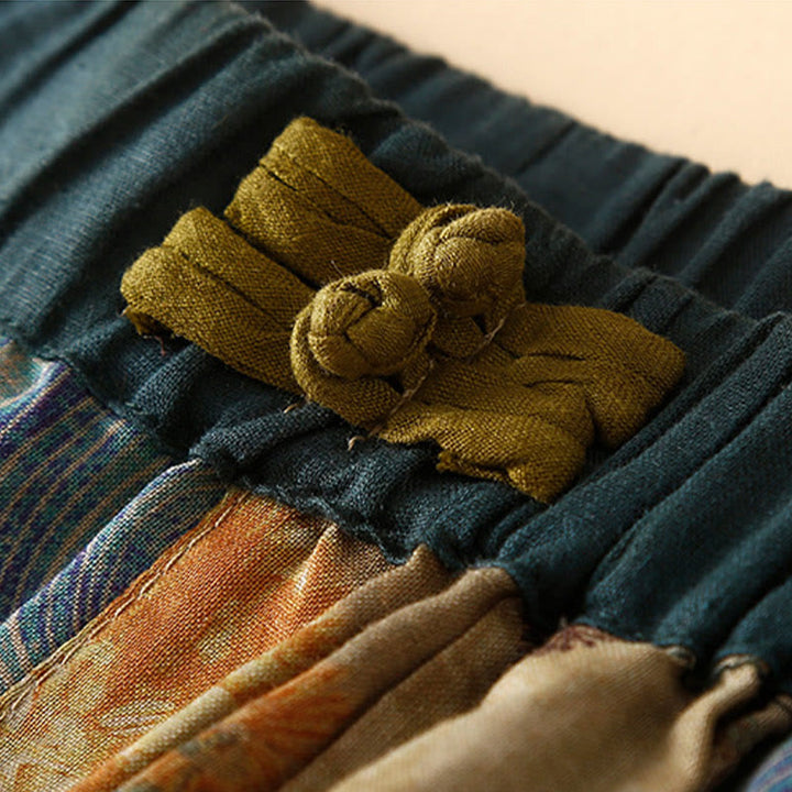 Buddha Stones Retro Lässige Haremshose für Damen im chinesischen Froschknopf-Design mit Taschen - image 10