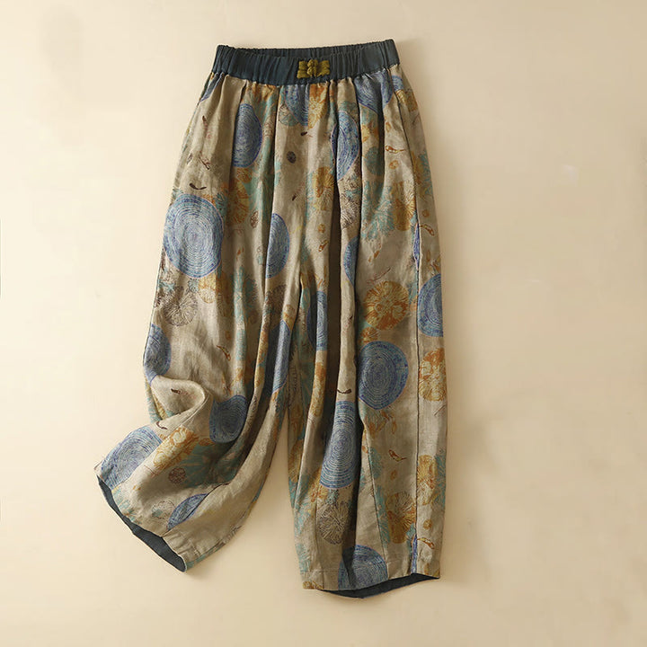Buddha Stones Retro Lässige Haremshose für Damen im chinesischen Froschknopf-Design mit Taschen - Stahlblau - US8-10， UK/AU12-14，EU40-42 (2XL) - image 7