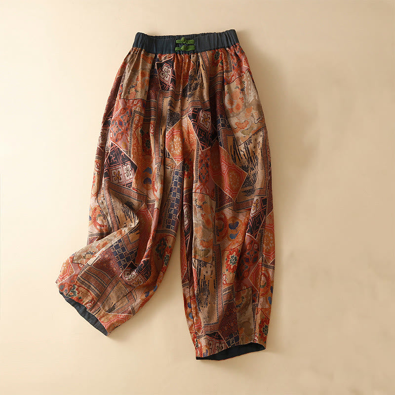 Buddha Stones Retro Lässige Haremshose für Damen im chinesischen Froschknopf-Design mit Taschen - Rot - US8-10， UK/AU12-14，EU40-42 (2XL) - image 15