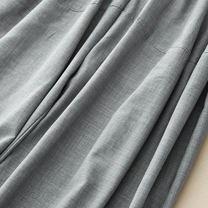 Buddha Stones Plain LightSteelBlue Damenhose aus Baumwollleinen mit weitem Bein und Taschen - image 6