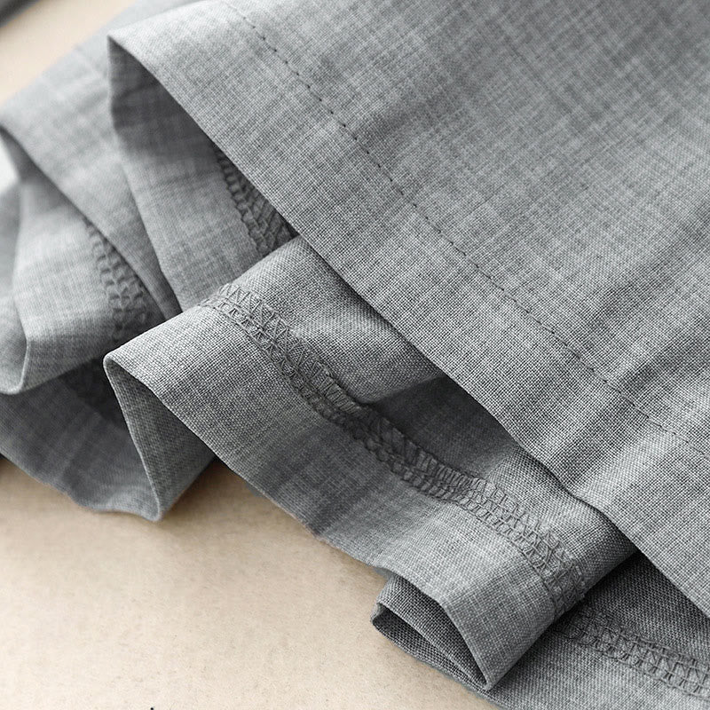 Buddha Stones Plain LightSteelBlue Damenhose aus Baumwollleinen mit weitem Bein und Taschen - image 7