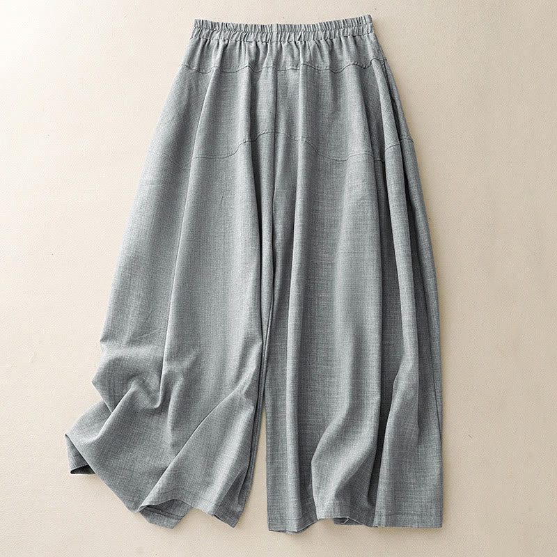 Buddha Stones Plain LightSteelBlue Damenhose aus Baumwollleinen mit weitem Bein und Taschen - HellStahlBlau - US8-10, UK/AU12-14, EU40-42 (2XL) - image 1