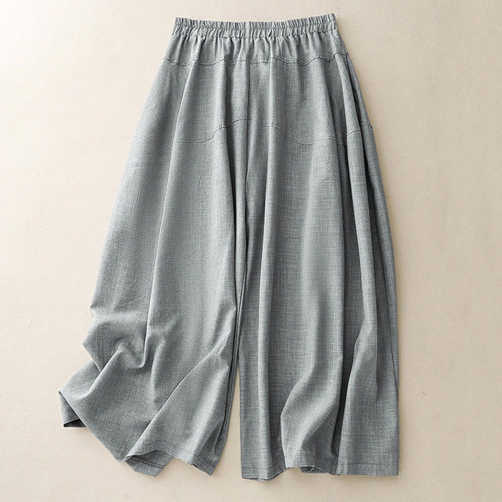 Buddha Stones Plain LightSteelBlue Damenhose aus Baumwollleinen mit weitem Bein und Taschen - Hellstahlblau - US 8-10, UK/AU 12-14, EU 40-42 (2XL) - image 0