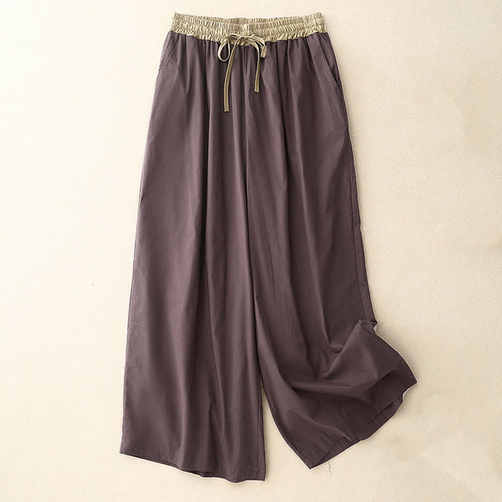 Buddha Stones Künstlerische Damenhose mit weitem Bein und Taschen im Farbkontrast-Kordelzug - DunkelMagenta - US8-10, UK/AU12-14, EU40-42 (2XL) - image 19