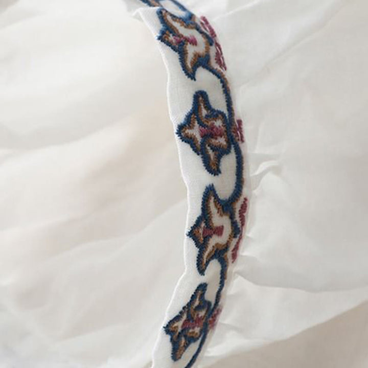 Buddha Stones Sommer-T-Shirt aus Baumwolle und Leinen mit Dreiviertelärmeln und Laternenärmeln für Damen - image 11