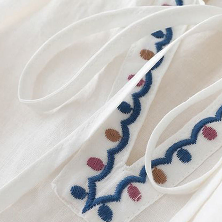 Buddha Stones ​​Sommer-T-Shirt mit Stickerei, Dreiviertel-Laternenärmeln für Damen - image 8