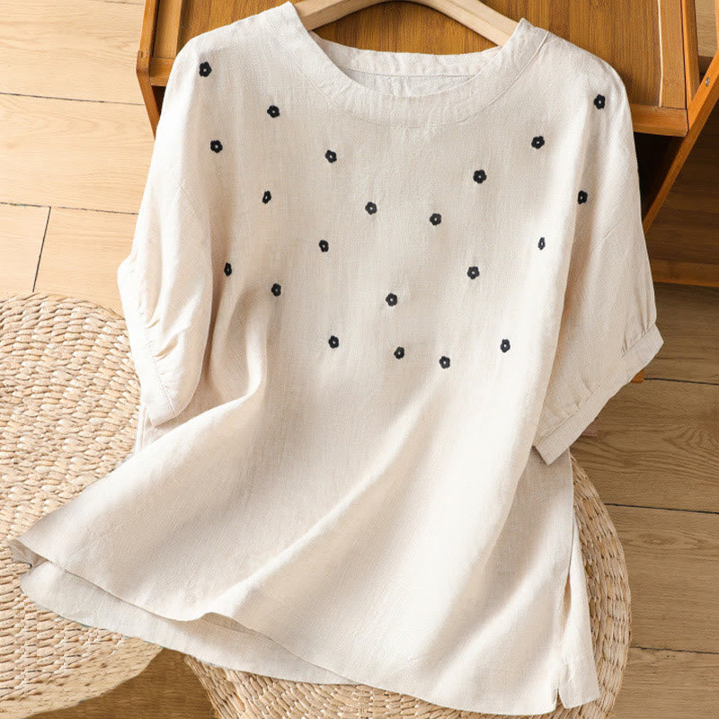 Buddha Stones Damen T-Shirt mit halblangen Ärmeln und Blumenmuster - Beige - US14， UK/AU18，EU46 (2XL) - image 14