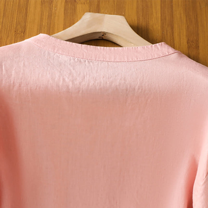 Buddha Stones Damen T-Shirt mit halblangen Ärmeln und Blumenmuster - image 9