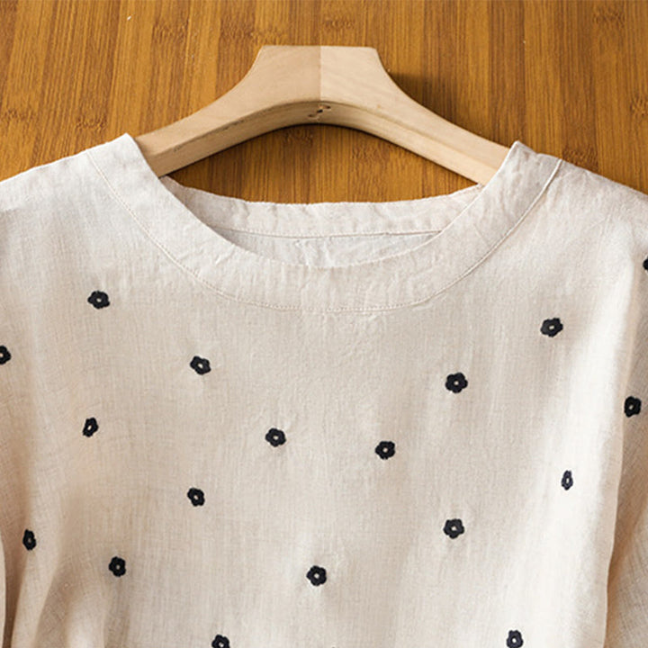 Buddha Stones Damen T-Shirt mit halblangen Ärmeln und Blumenmuster - image 16