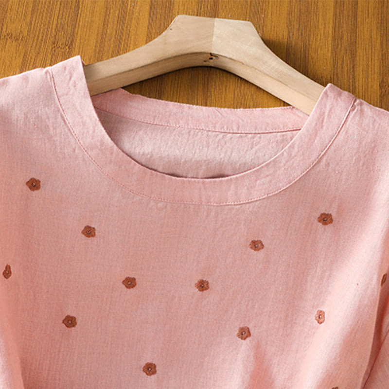 Buddha Stones Damen T-Shirt mit halblangen Ärmeln und Blumenmuster - image 8