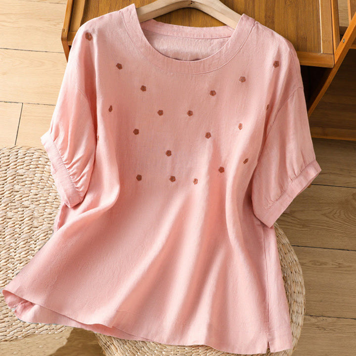 Buddha Stones Damen T-Shirt mit halblangen Ärmeln und Blumenmuster - Hellrosa - US14， UK/AU18，EU46 (2XL) - image 6