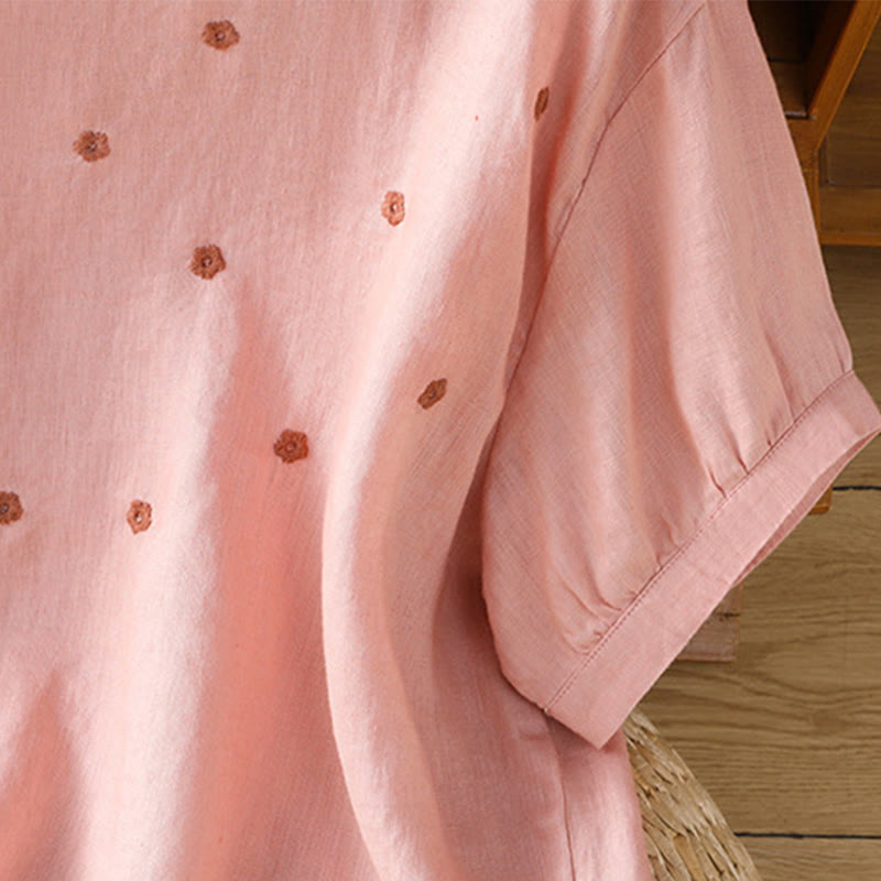Buddha Stones Damen T-Shirt mit halblangen Ärmeln und Blumenmuster - image 10
