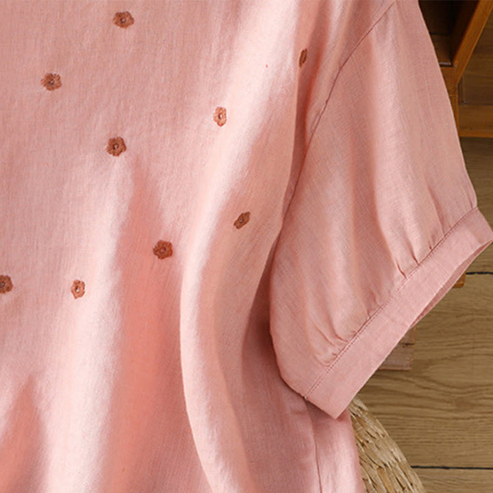 Buddha Stones Damen T-Shirt mit halblangen Ärmeln und Blumenmuster - image 10