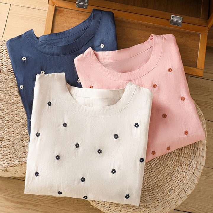 Buddha Stones Damen T-Shirt mit halblangen Ärmeln und Blumenmuster - image 23
