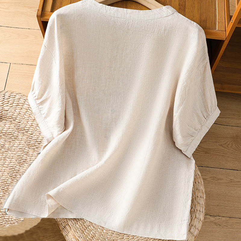 Buddha Stones Damen T-Shirt mit halblangen Ärmeln und Blumenmuster - image 15