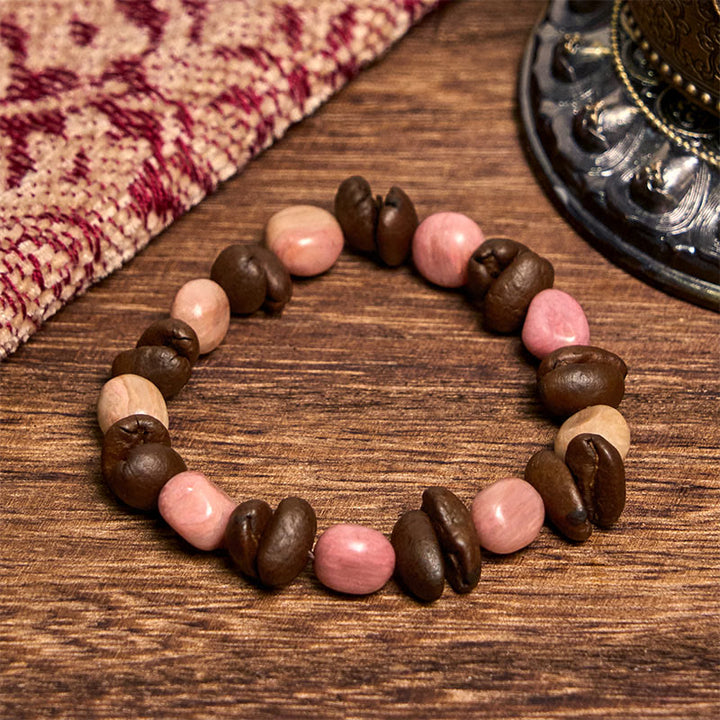 Buddha Stones Handgemachtes Armband aus natürlichen Kaffeebohnen und unregelmäßigen Steinen - image 3